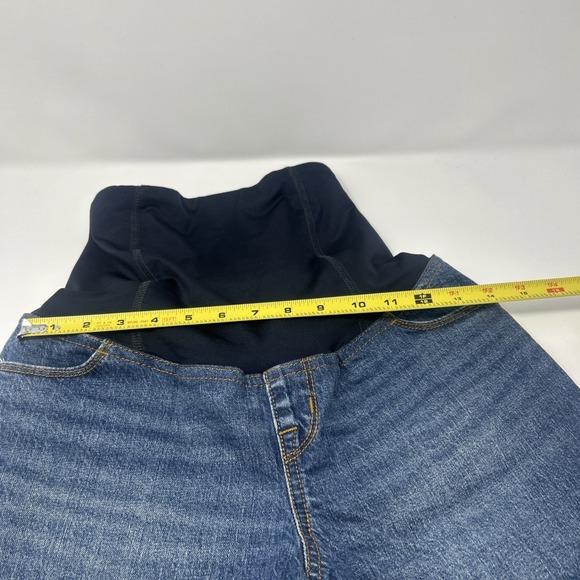 NWT! Isabel Maternity Midi Full Cross-Over Panel Jean Shorts - Size 4 - Picture 4 of 7